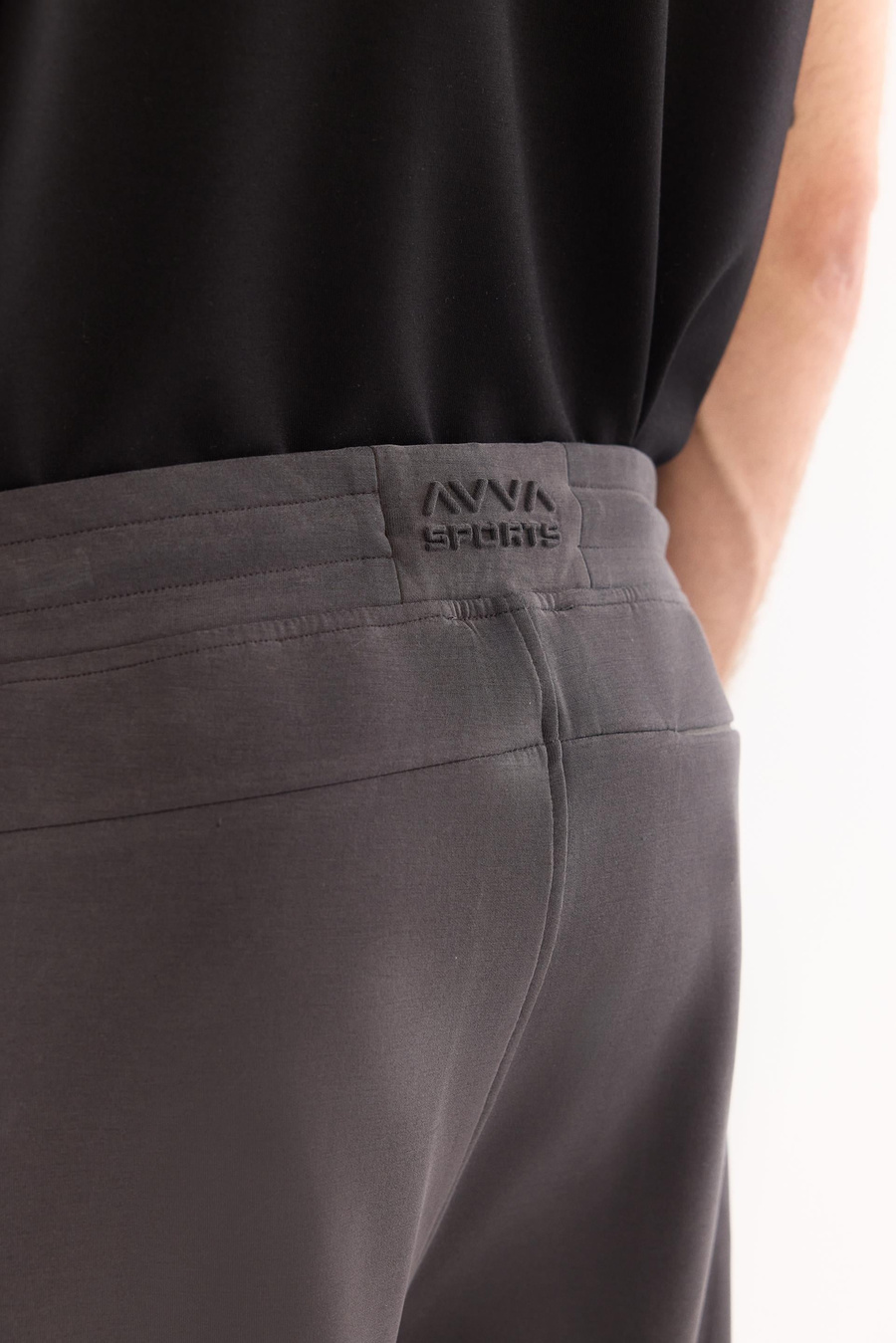 Antrasit Beli Lastikli Bağcıklı Soft Touch Bi-Stretch Eşofman Altı