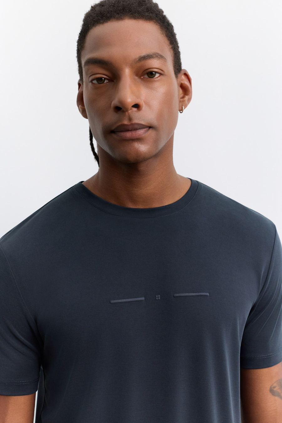 Antrasit Bisiklet Yaka Baskılı Soft Touch T-Shirt