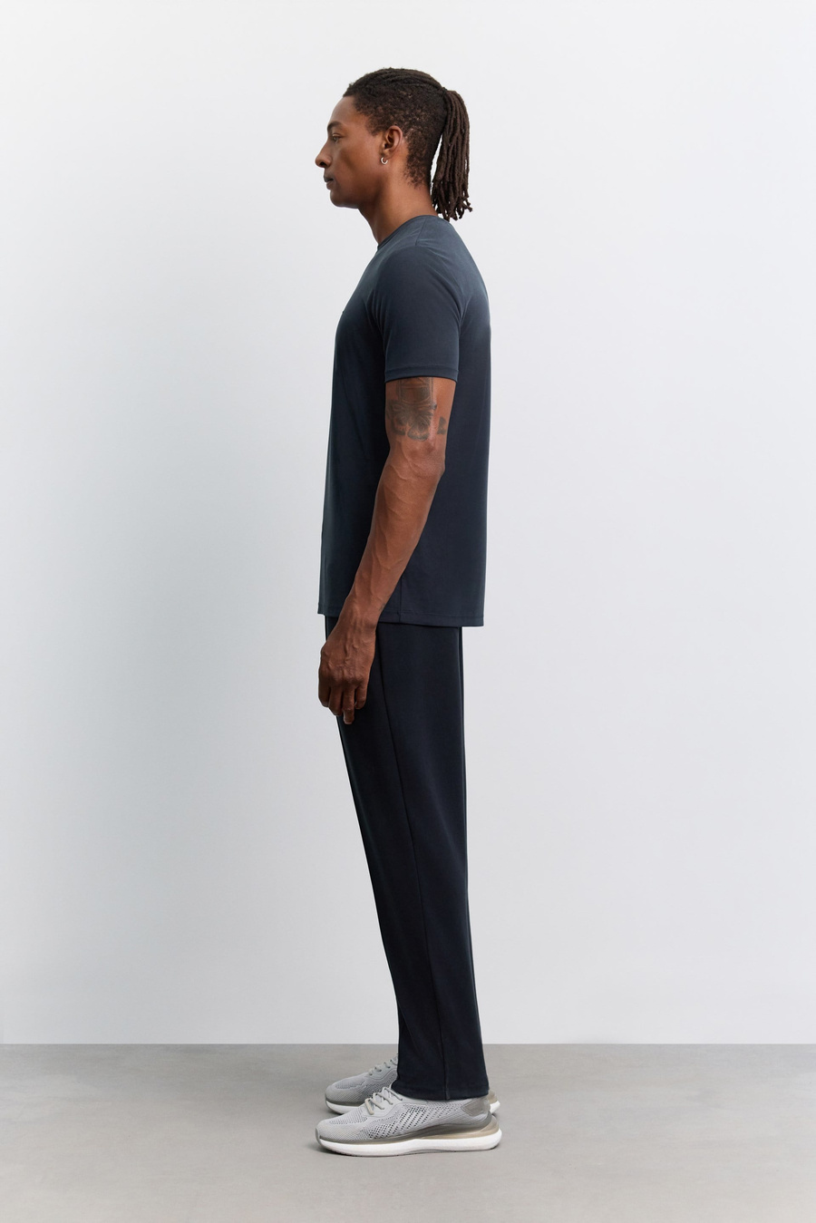 Antrasit Bisiklet Yaka Baskılı Soft Touch T-Shirt