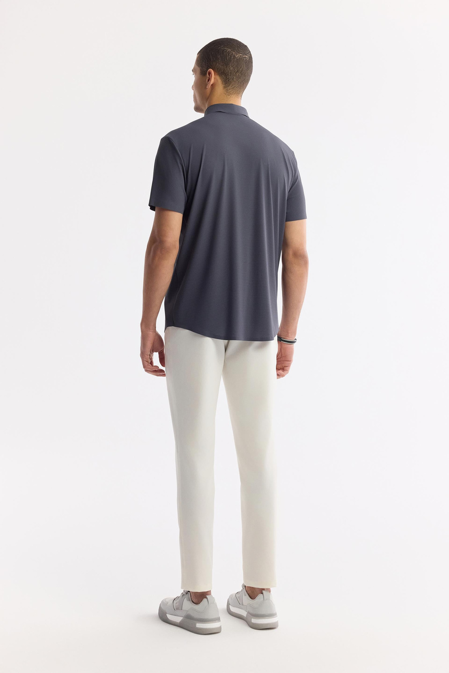  Anthracite Classic Collar Technical Fabric Short Sleeve Shirt
