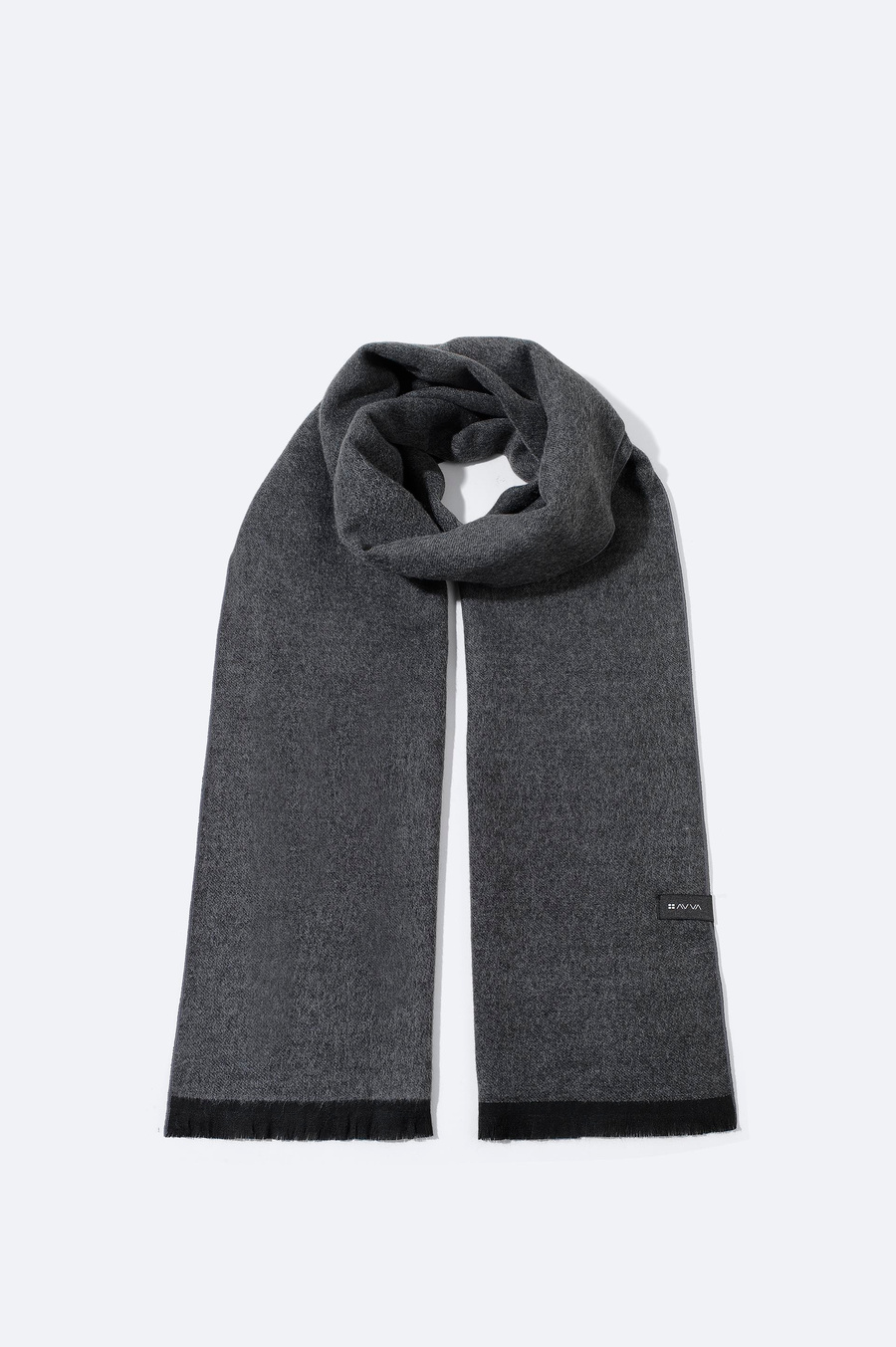 Anthracite Viscose Blend Fringed Scarf