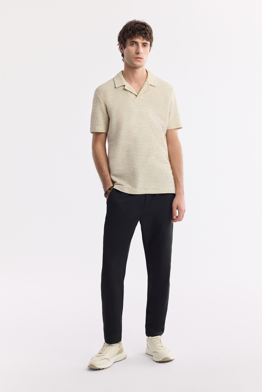 Beige Apaj Collar T-Shirt