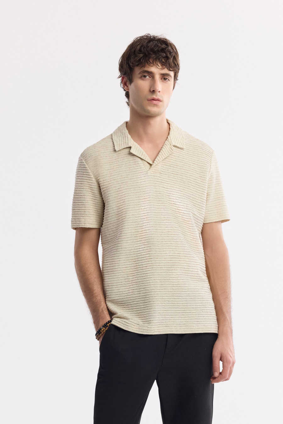 Beige Apaj Collar T-Shirt