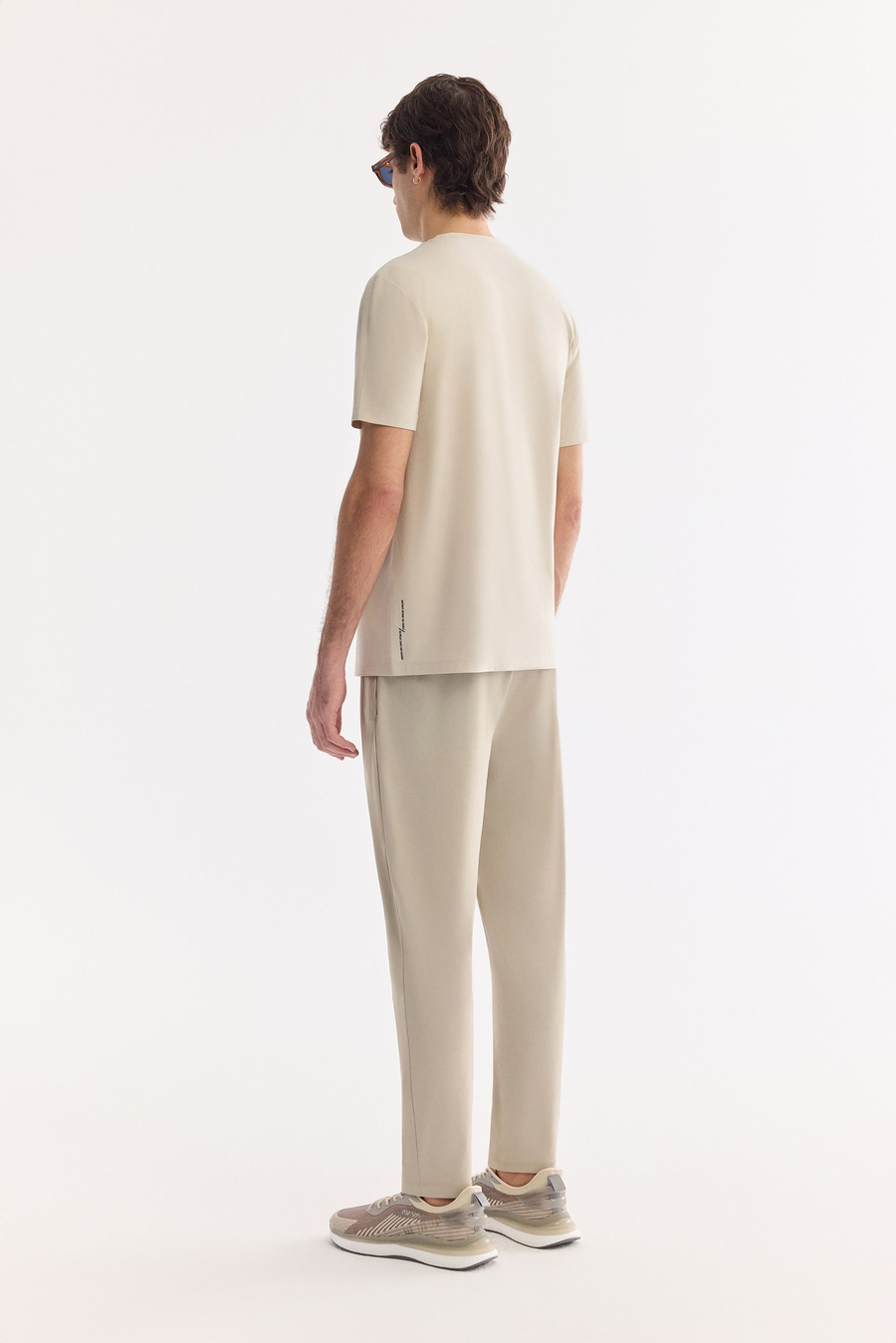 Bej Bisiklet Yaka Nefes Alan Soft Touch Baskılı T-Shirt