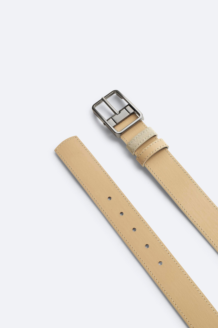Beige Reversible Leather/Suede Belt