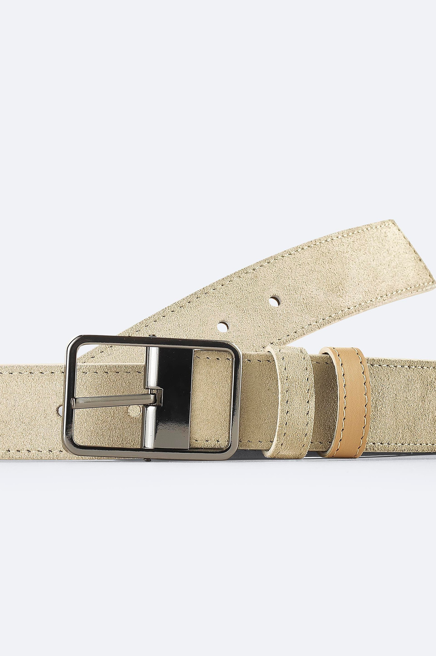 Beige Reversible Leather/Suede Belt