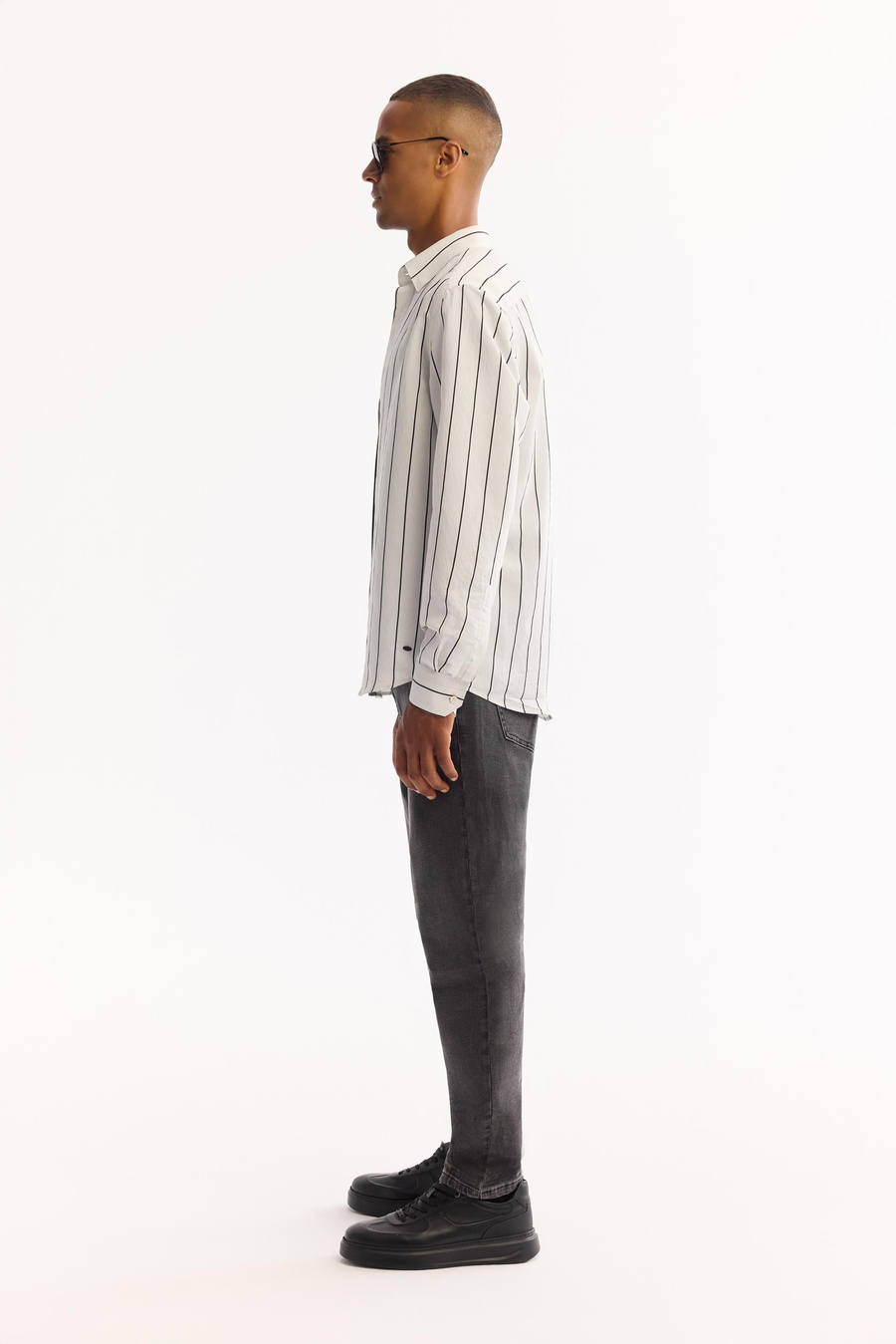 White Under-Collar Buttoned Soft Touch Striped Shirt