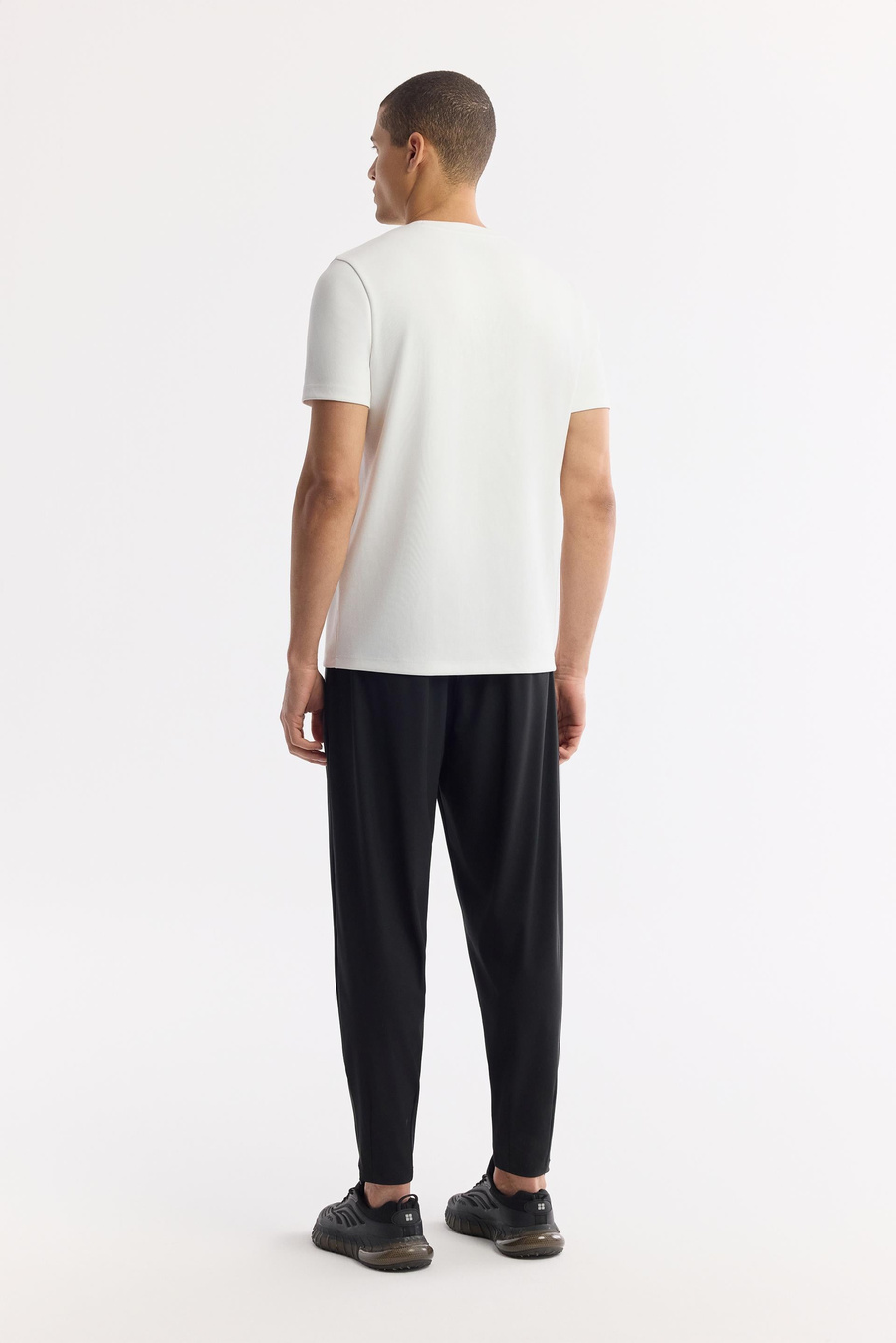 Beyaz Bisiklet Yaka Baskılı Bi-Stretch İnterlok T-Shirt