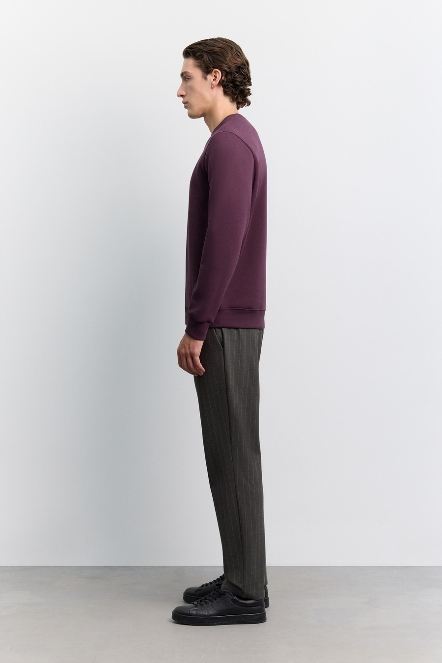 Bordo Bisiklet Yaka 3 İplik Şardonlu -5 Dereceye Dayanıklı Sweatshirt