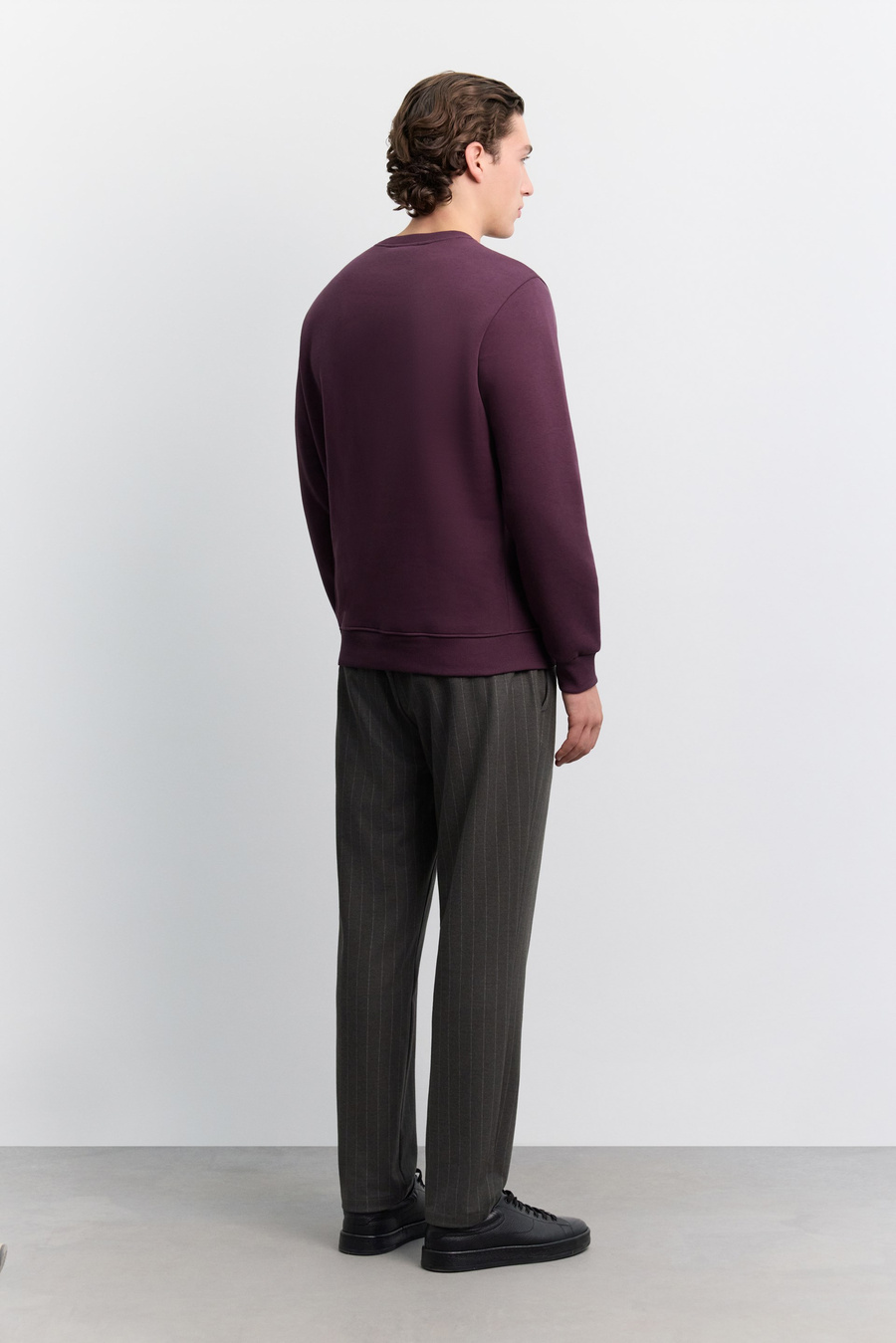 Bordo Bisiklet Yaka 3 İplik Şardonlu -5 Dereceye Dayanıklı Sweatshirt