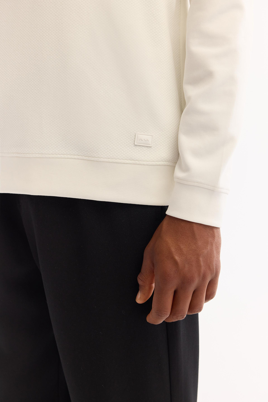 Ekru Bisiklet Yaka Kolay Ütülenen Bi-Stretch Sweatshirt