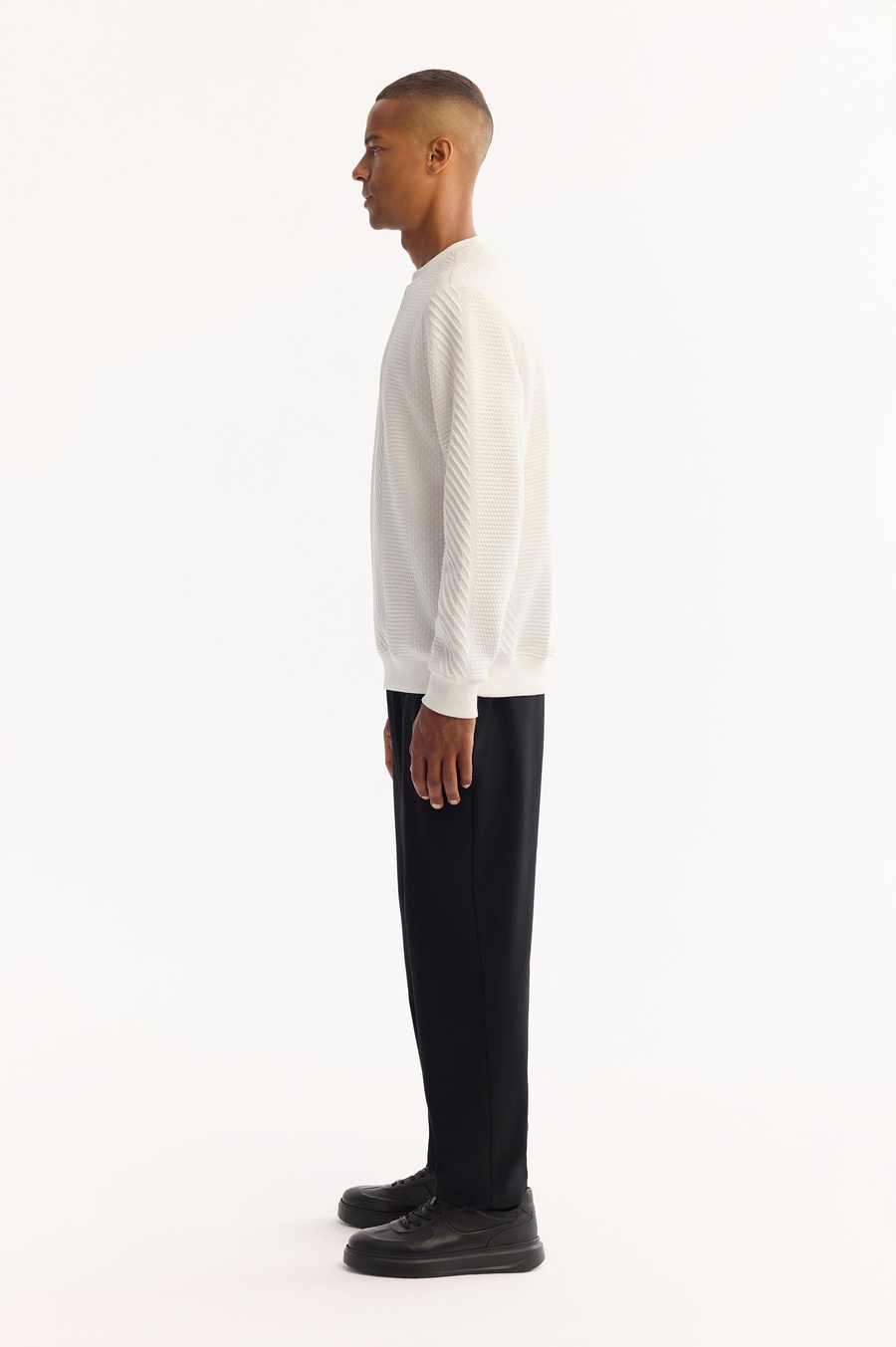 Ekru Bisiklet Yaka Kolay Ütülenen Elastan Sweatshirt