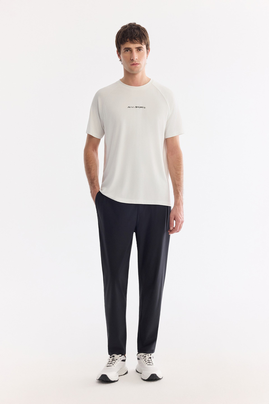 Ekru Bisiklet Yaka Baskılı Soft Touch Nefes Alan T-Shirt