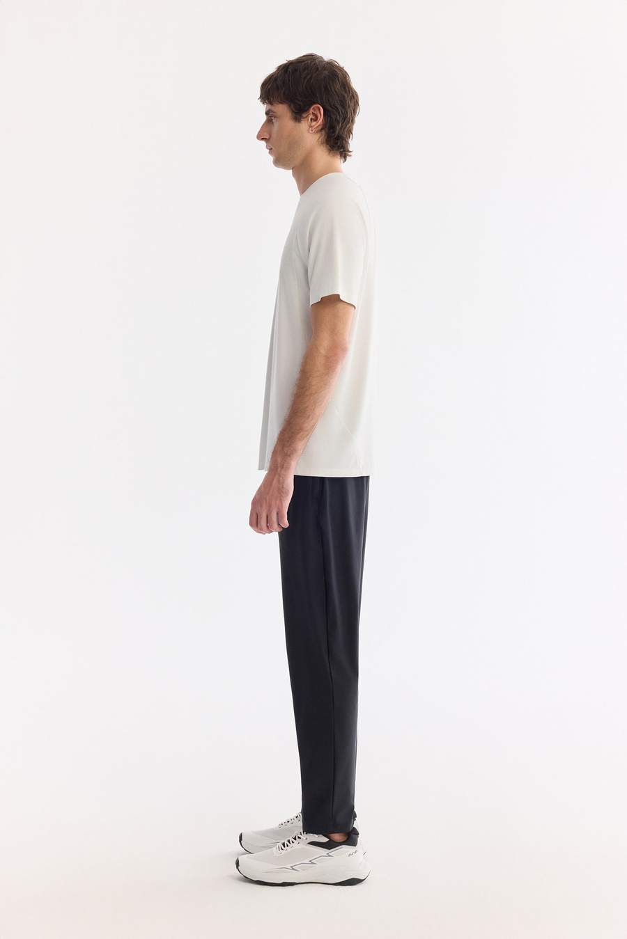 Ekru Bisiklet Yaka Baskılı Soft Touch Nefes Alan T-Shirt