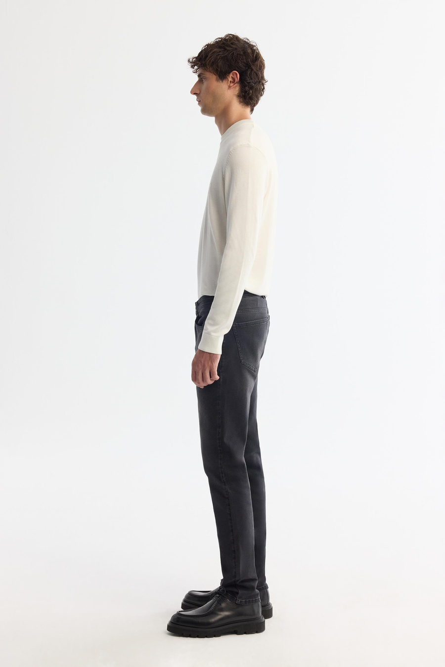 Ecru High Crew Neck Jumper