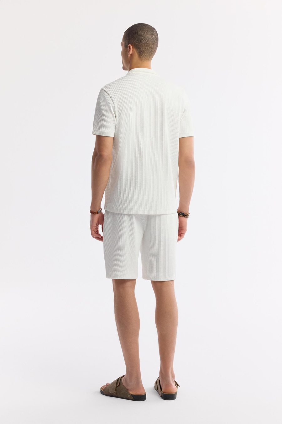 Ecru Apaj Collar Cotton Short Sleeve Shirt