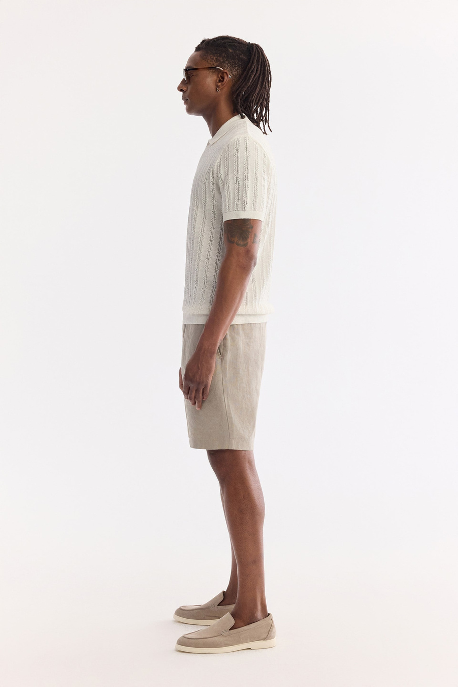 Ekru Polo Yaka Düğmeli Soft Touch Triko T-Shirt