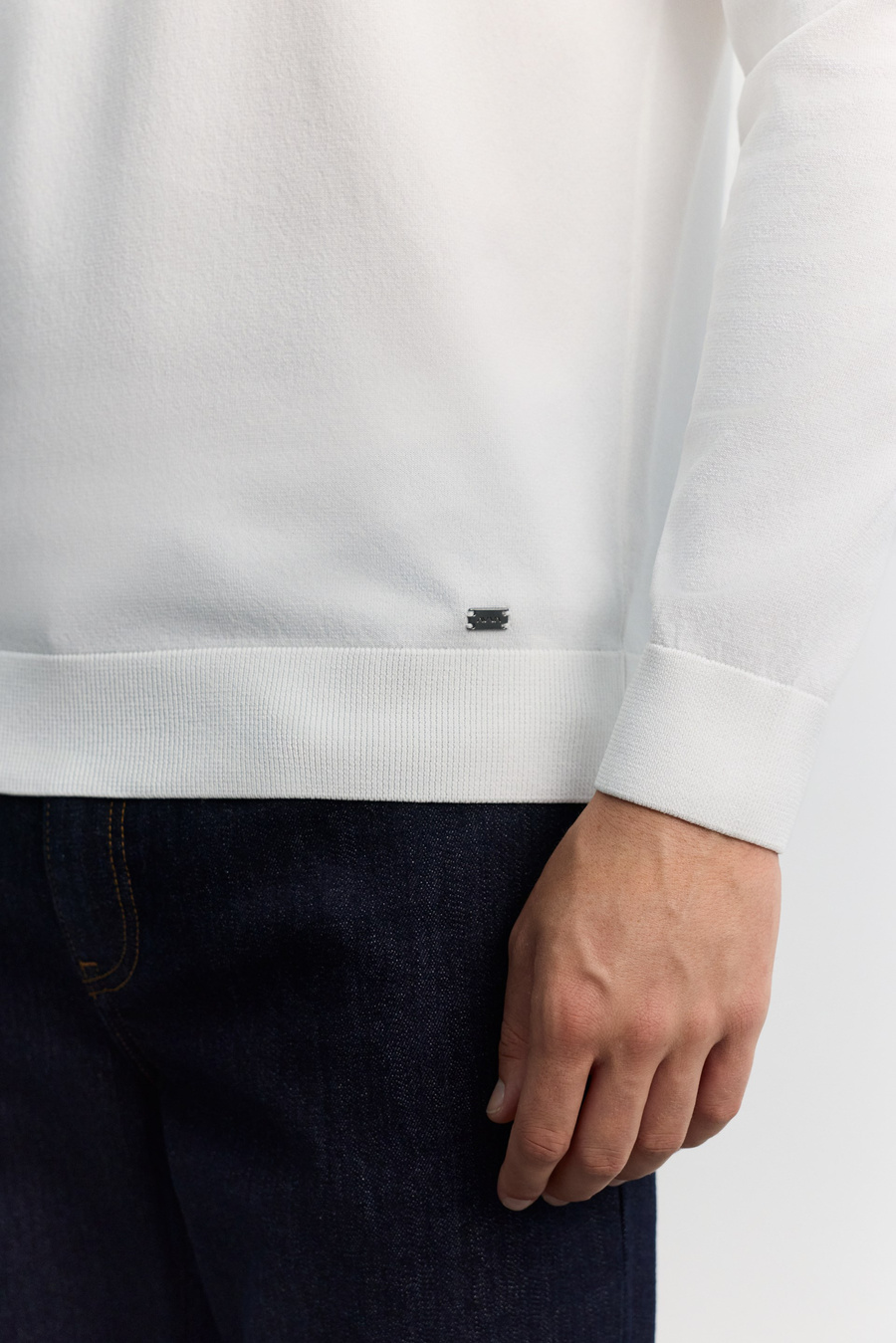 Ekru Polo Yaka Fermuarlı Rayon Tüylenmeyen Basic Triko Kazak