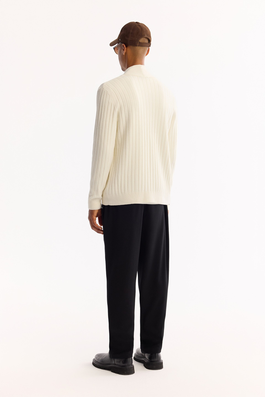 Ecru Shawl Collar Buttoned Soft Touch Striped Cardigan