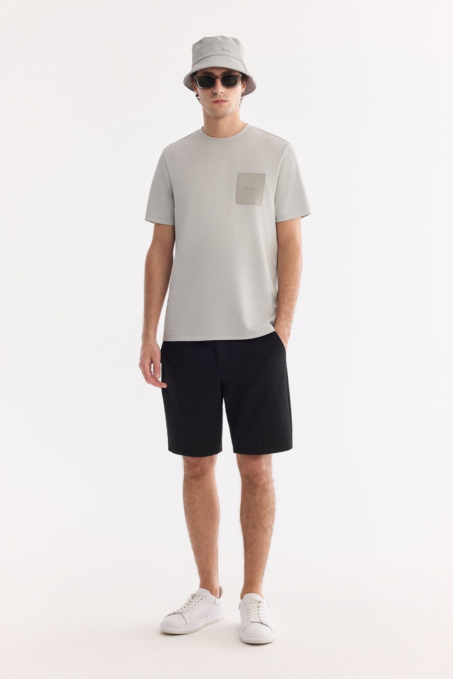 Gri Bisiklet Yaka Baskılı Bi-Stretch İnterlok T-Shirt