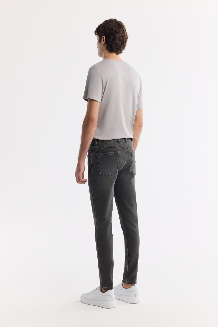 Gri Klasik Bel Eskitme Yıkama Elastan Jean Pantolon