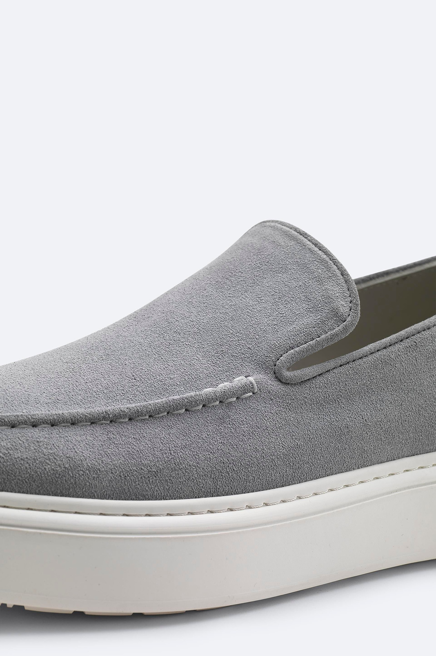 Gri %100 Süet Hafif Loafer Ayakkabı