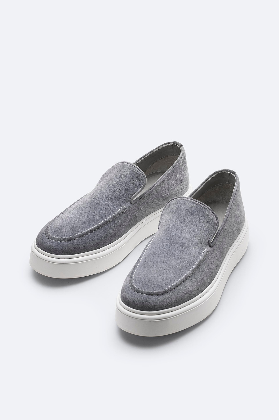 Gri %100 Süet Hafif Loafer Ayakkabı