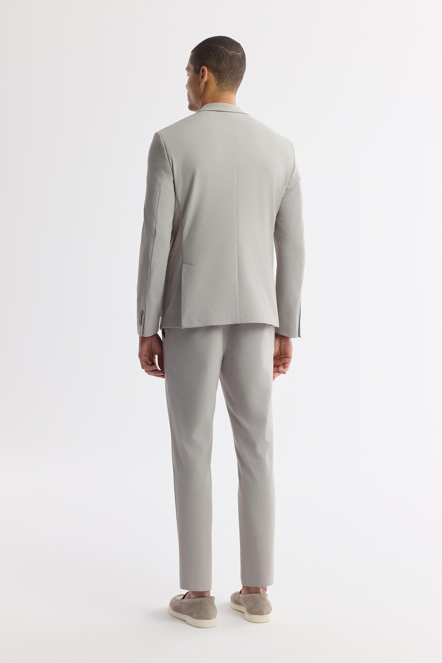 Gri Mono Yaka Pamuklu Hafif Bi-Stretch Blazer Ceket