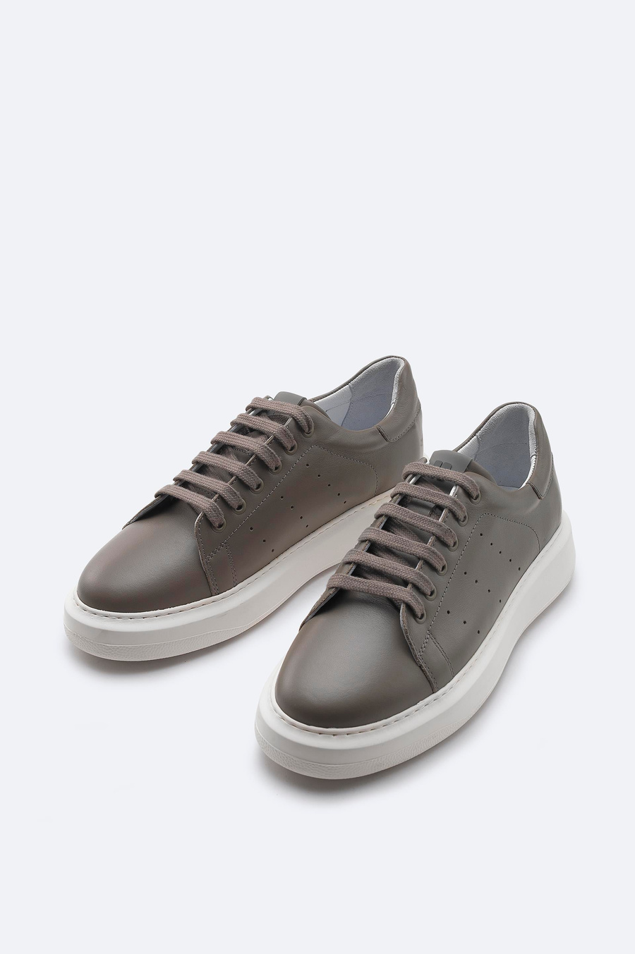 Grey 100% Leather Flexible Base Casual Shoes