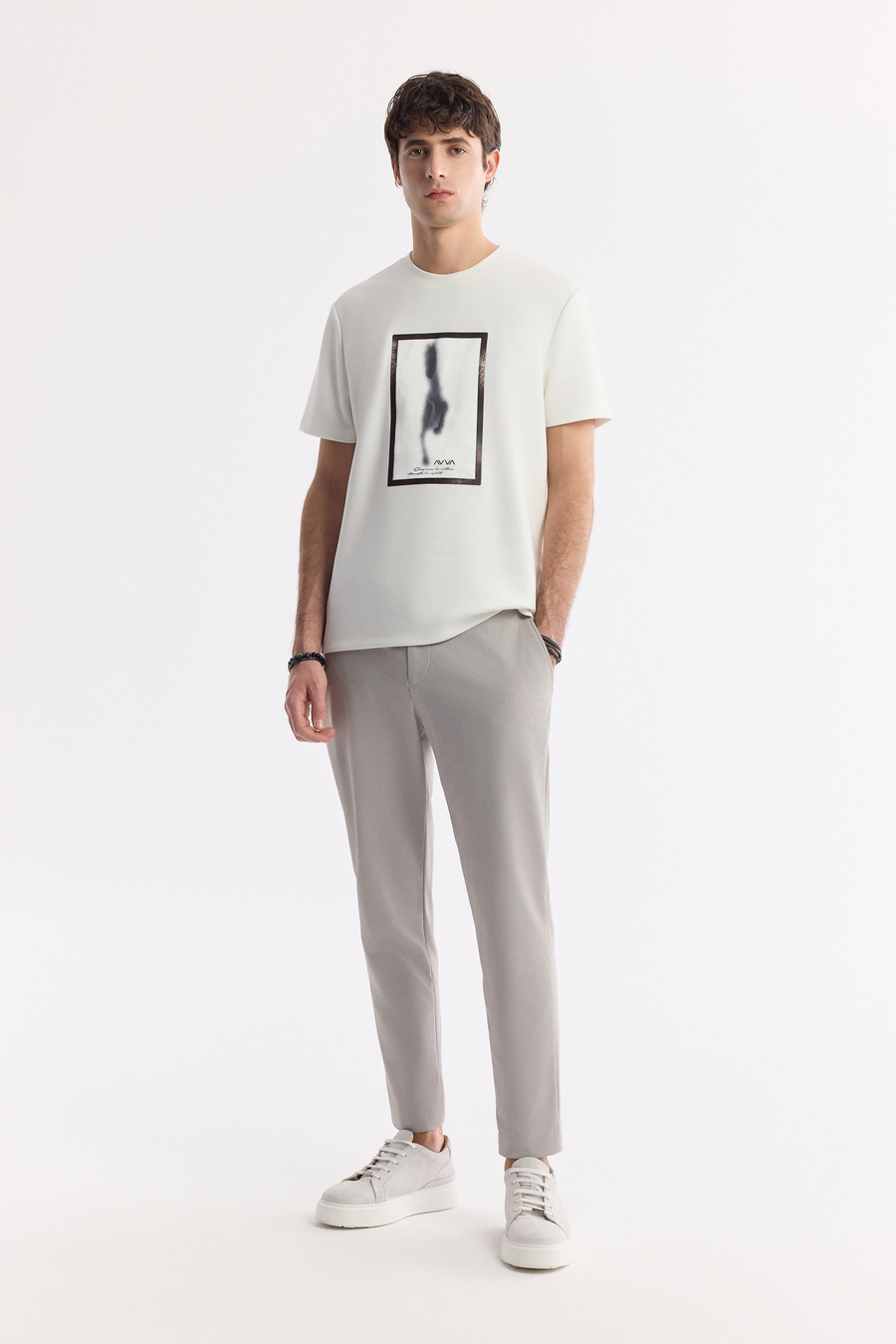 Gri Yandan Cepli Beli Lastikli Bi-Stretch Pantolon