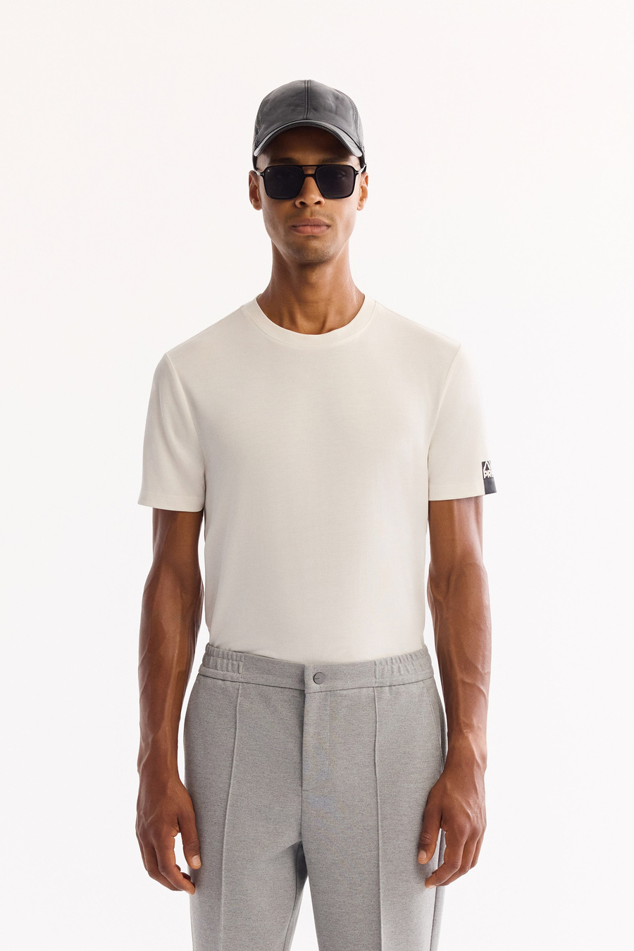 Grey Side Elastic Cotton Viscose Blend Pants