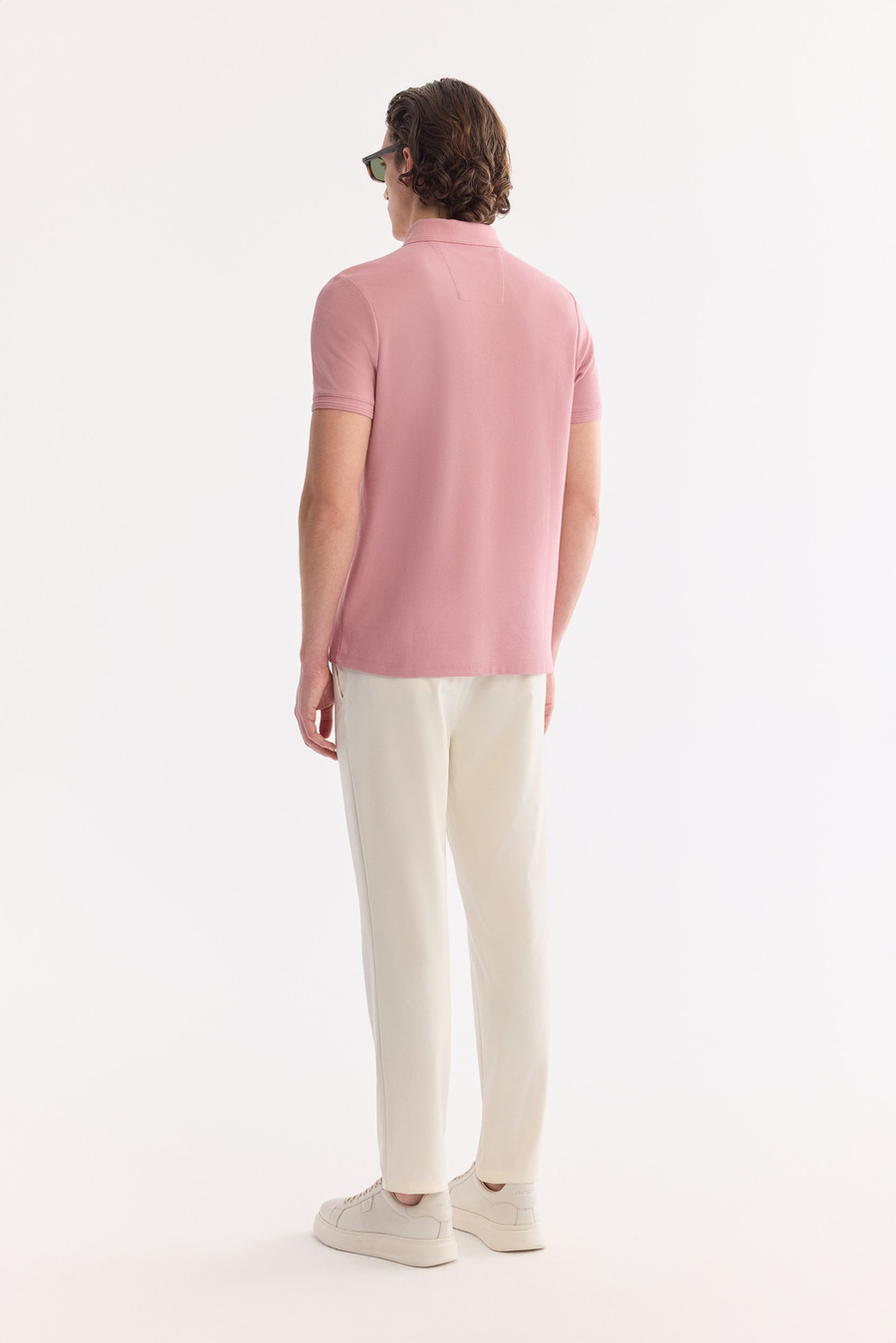 Dusty Rose %100 Cotton Polo Collar T-Shirt