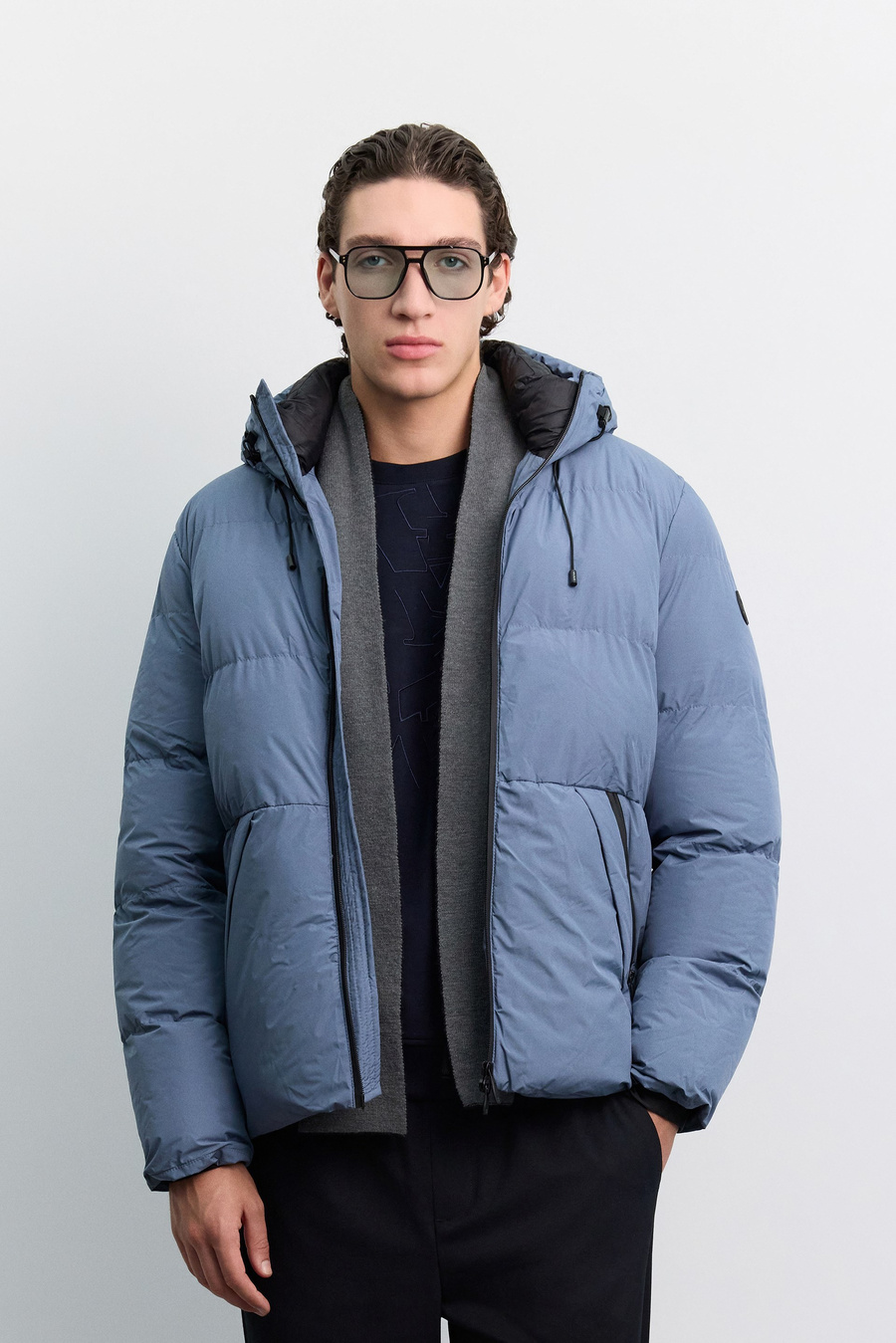 Indigo Hooded Padded Jacket