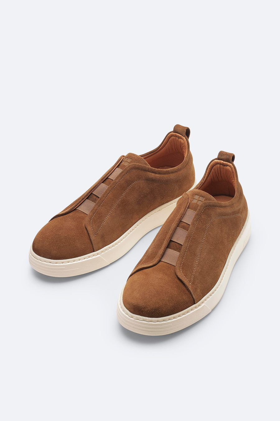 Brown Elastic Band Suede Casual Shoes