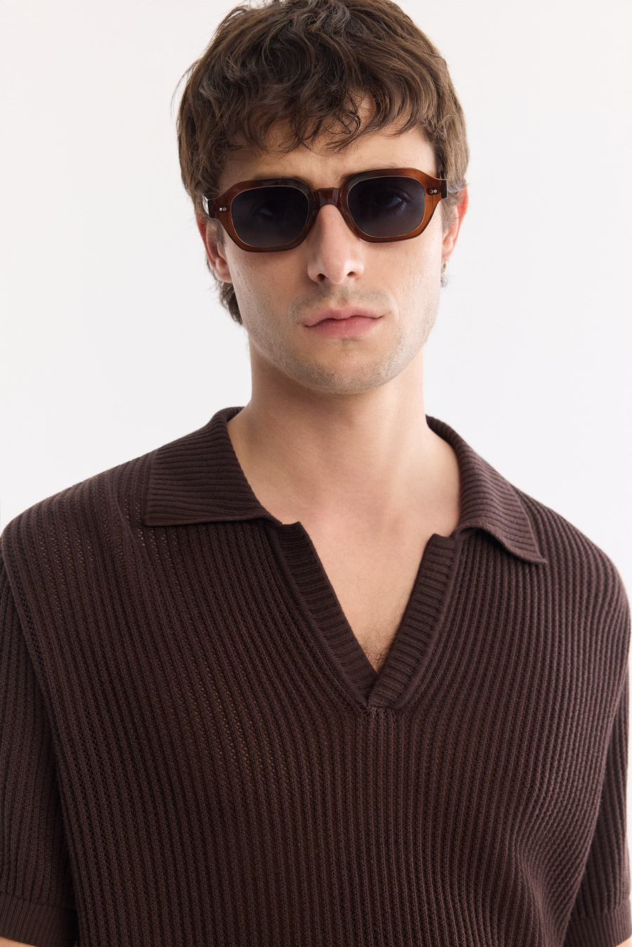 Kahve Polo Yaka Soft Touch Triko T-Shirt