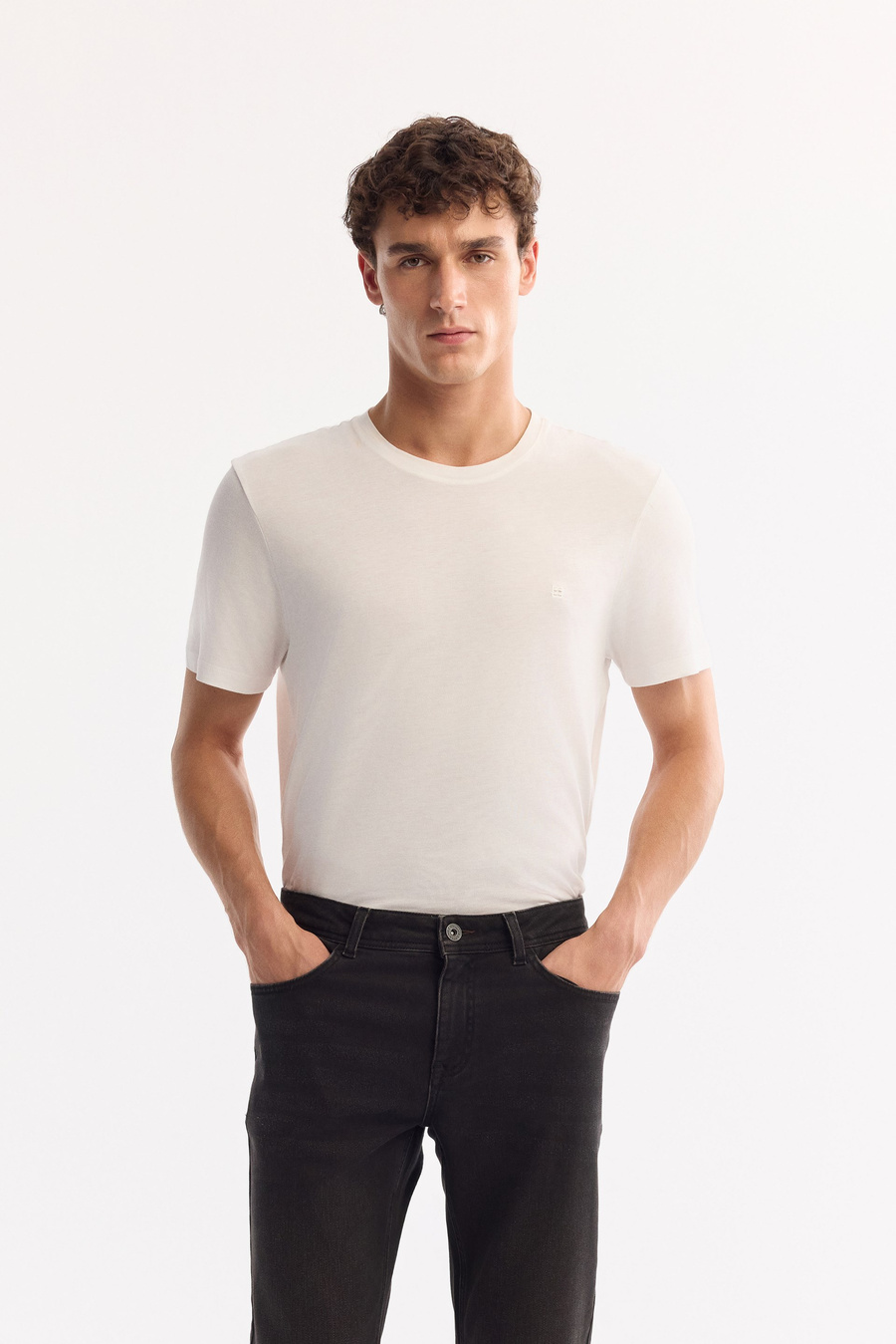 Brown Classic Waist Cotton Stone Washed Jean Pants