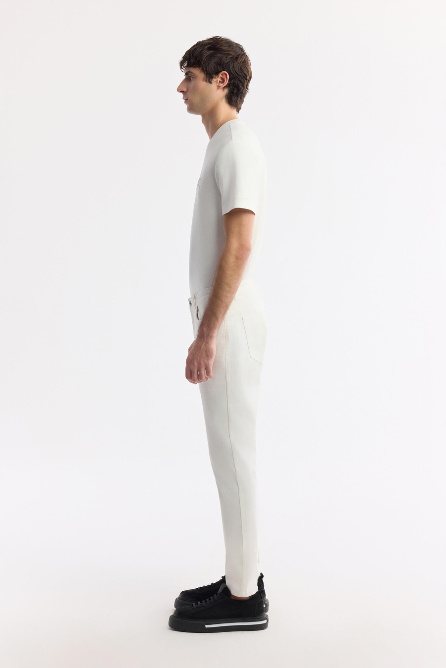 Off-White Classic Waist Textured Cotton Pants