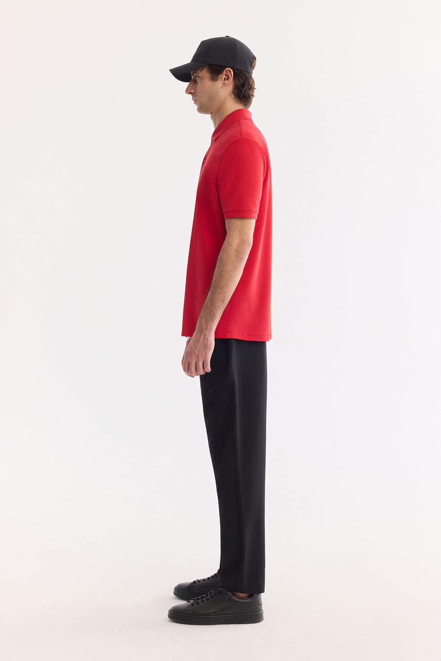 Kırmızı Kıvrılmaz Polo Yaka %100 Pamuk Basic T-Shirt