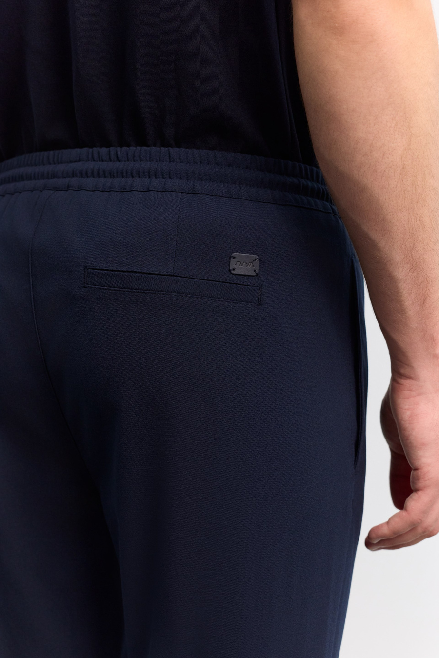 Lacivert Beli Lastikli Bağcıklı Duble Paça Jogger Pantolon