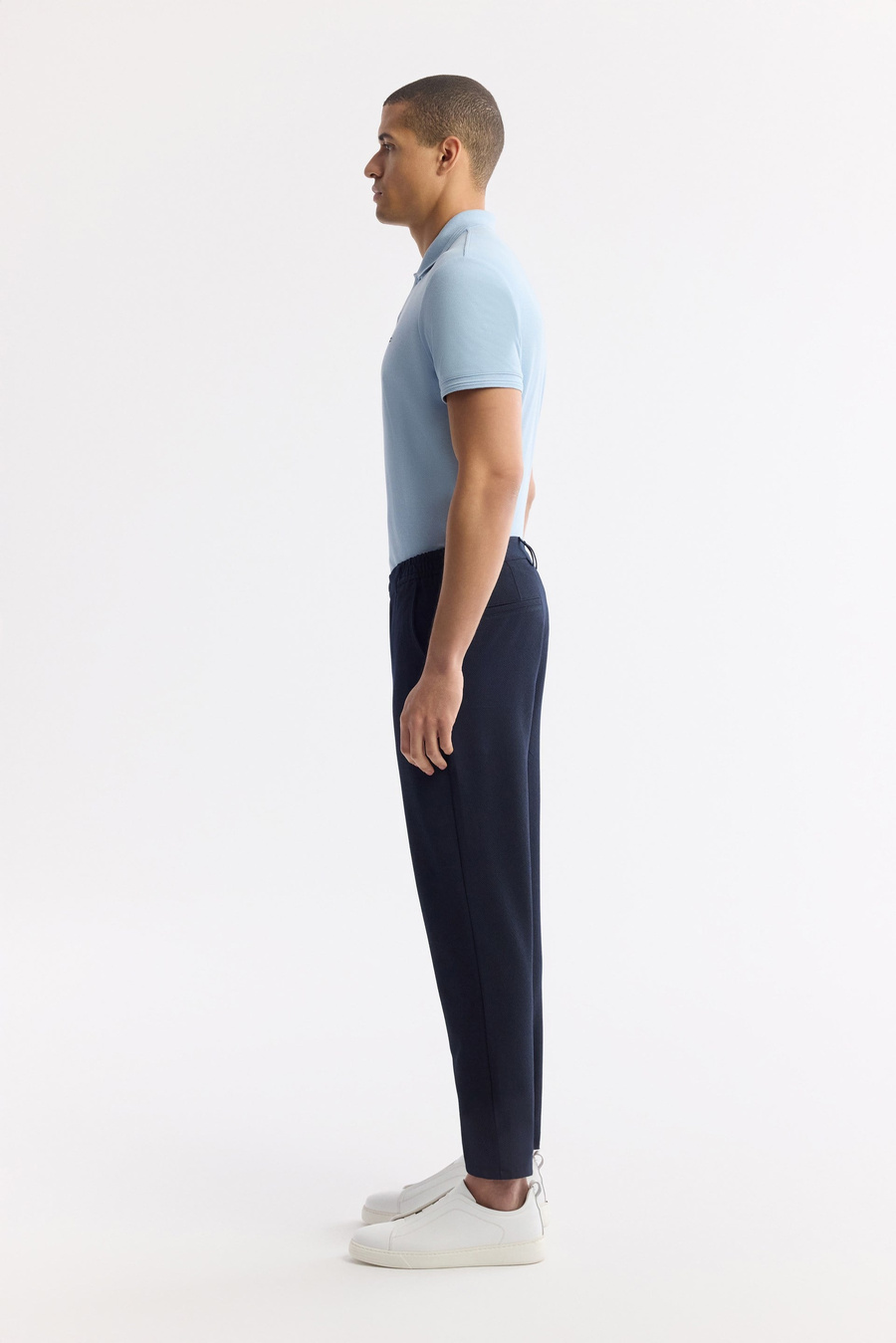 Lacivert Beli Lastikli Bi-Stretch Chino Pantolon