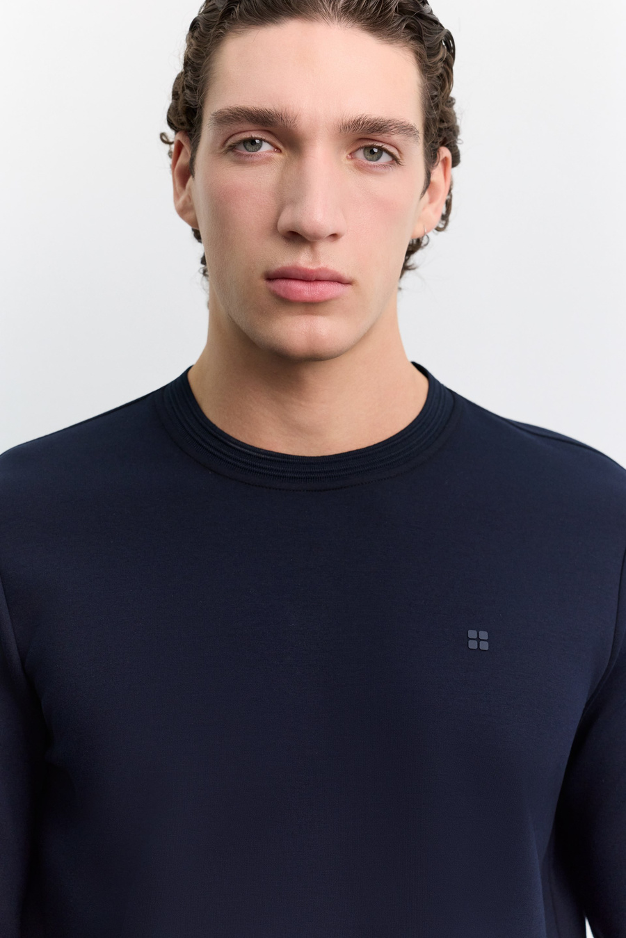Lacivert Bisiklet Yaka Kolay Ütülenen Sweatshirt