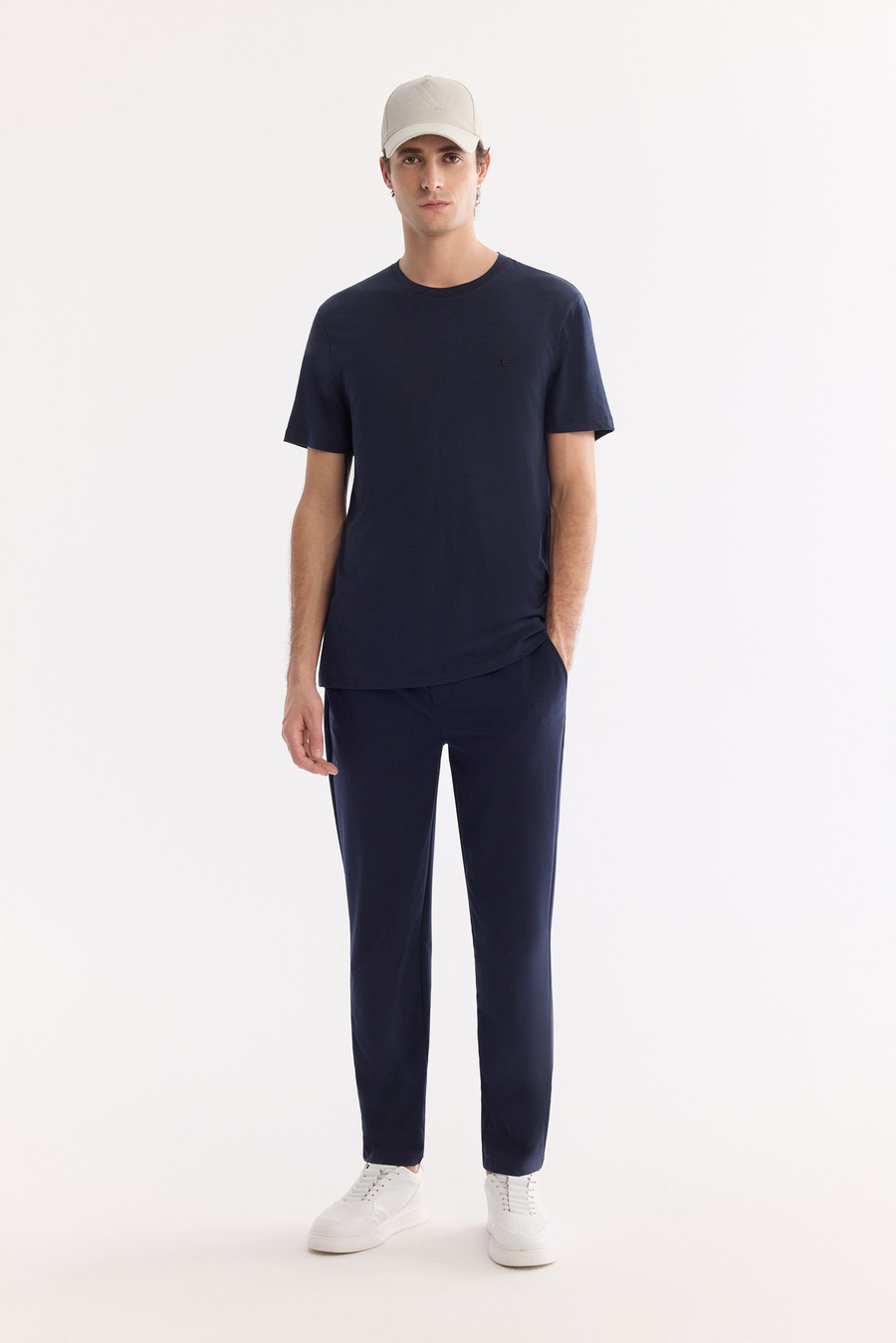 Lacivert Bisiklet Yaka Soft Touch Basic T-Shirt