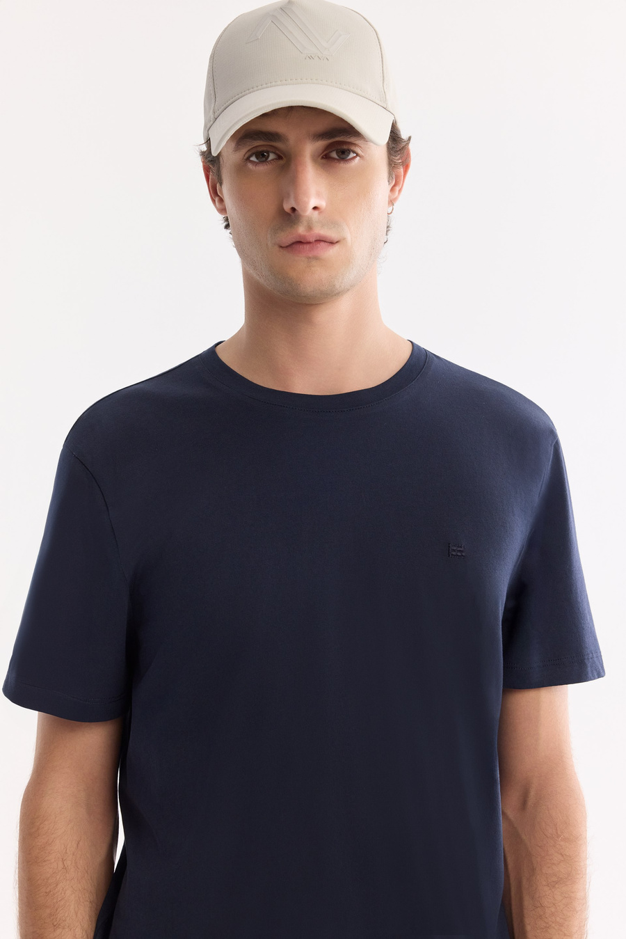 Lacivert Bisiklet Yaka Soft Touch Basic T-Shirt