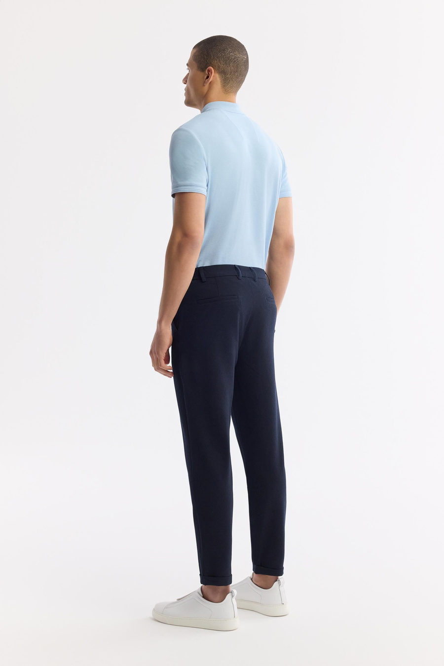 Lacivert Beli Lastikli Bi-Stretch Chino Pantolon