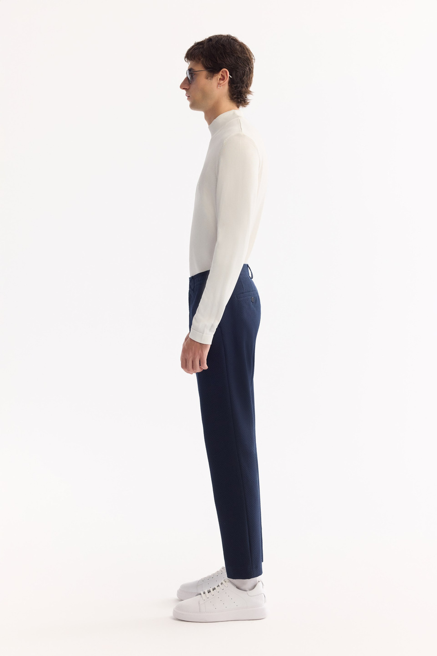 Lacivert Yani Lastikli Bi-Stretch Hafif Pantolon