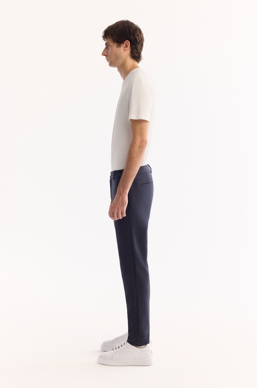Navy Side Elastic Quick-Drying Wrinkle-Free Pants