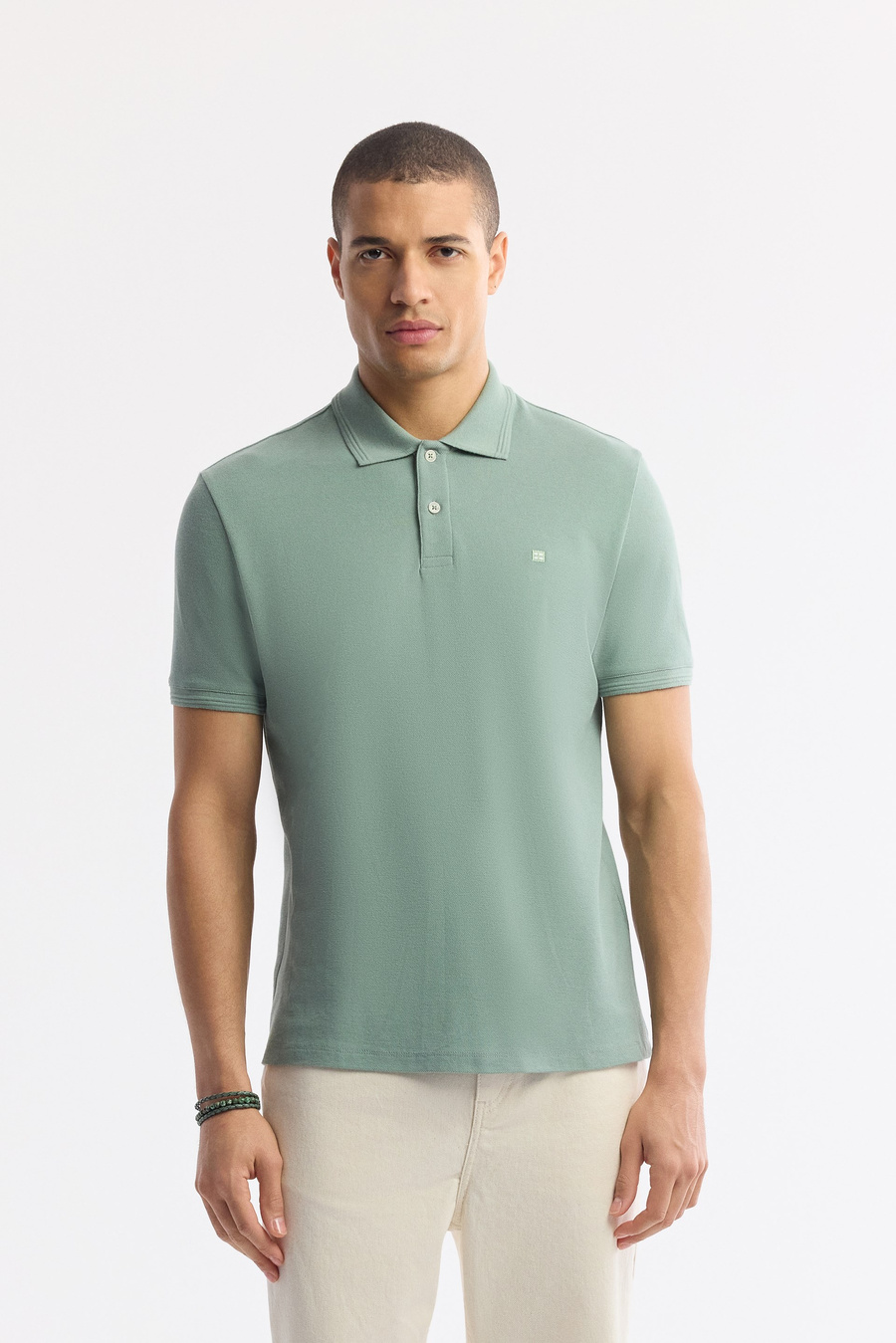 Mint Yeşil Kıvrılmaz Polo Yaka %100 Pamuk Basic T-Shirt