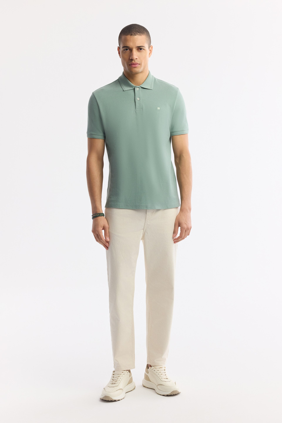 Mint Yeşil Kıvrılmaz Polo Yaka %100 Pamuk Basic T-Shirt