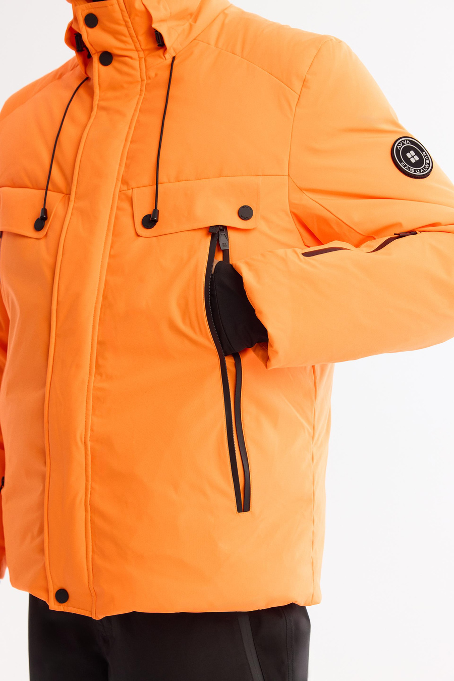 Neon Orange Hooded Goose Down Jacket