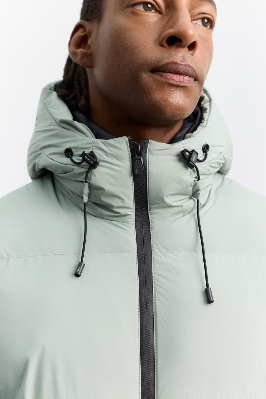 Nile Green Hooded Water-Repellent Windproof Puffer Jacket Resistant to -5°C